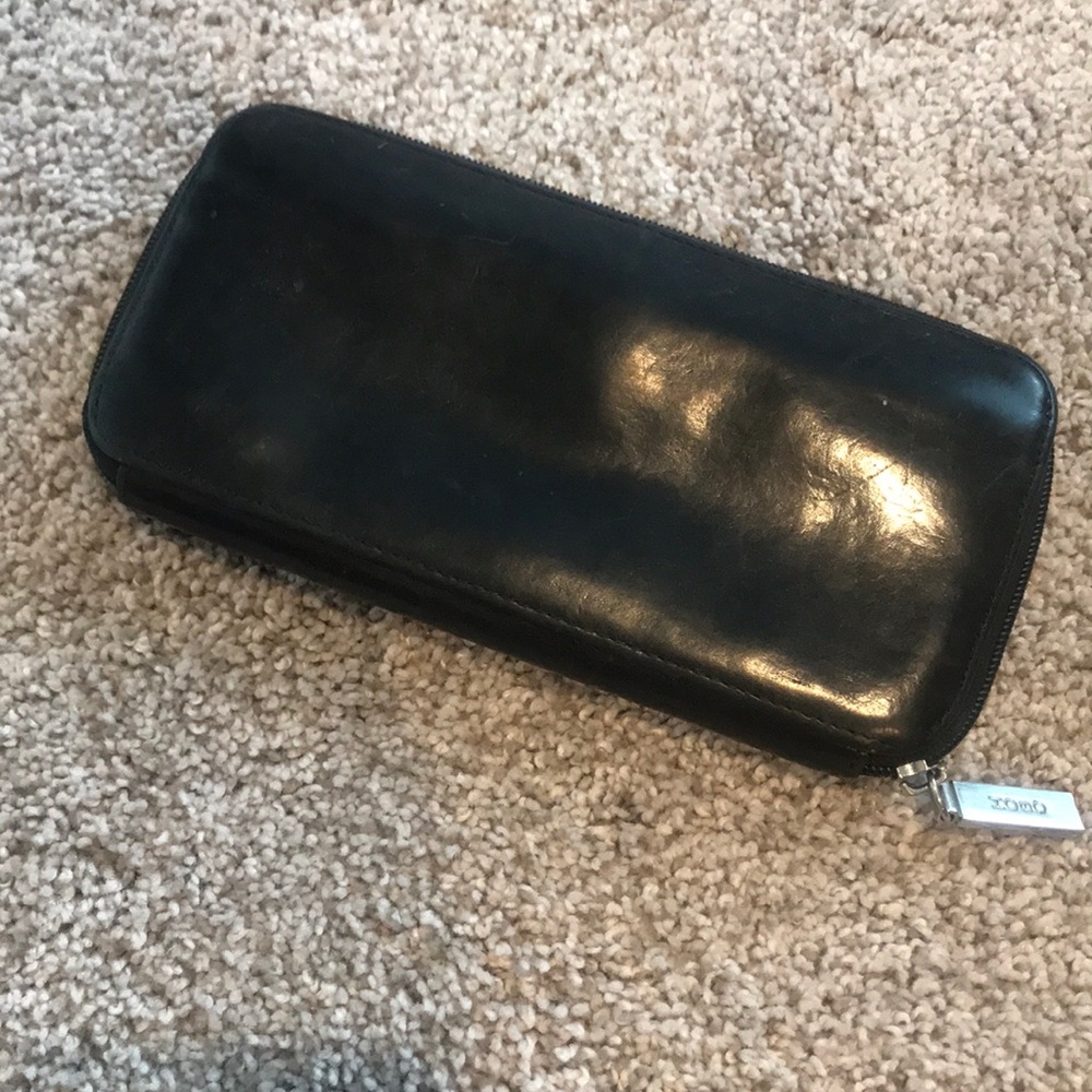 Black leather Hobo Wallet